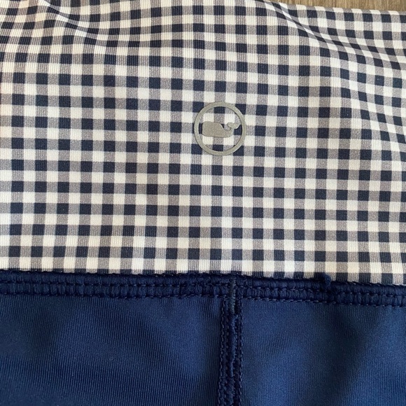 Vineyard Vines Navy Blue Gingham Leggings Performance Women’s size Large - Picture 4 of 9